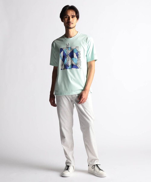 NICOLE CLUB FOR MEN(ニコルクラブフォーメン)の「ステンドグラスプリント・ロゴ刺繍半袖Tシャツ(Tシャツ/カットソー・メンズ・ブラック/オフホワイト/ミント/グレー系・MEDIUM/LARGE/X-LARGE)」の7枚目の写真