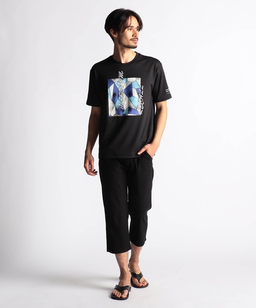 NICOLE CLUB FOR MEN(ニコルクラブフォーメン)の「ステンドグラスプリント・ロゴ刺繍半袖Tシャツ(Tシャツ/カットソー・メンズ・ブラック/オフホワイト/ミント/グレー系・MEDIUM/LARGE/X-LARGE)」の8枚目の写真