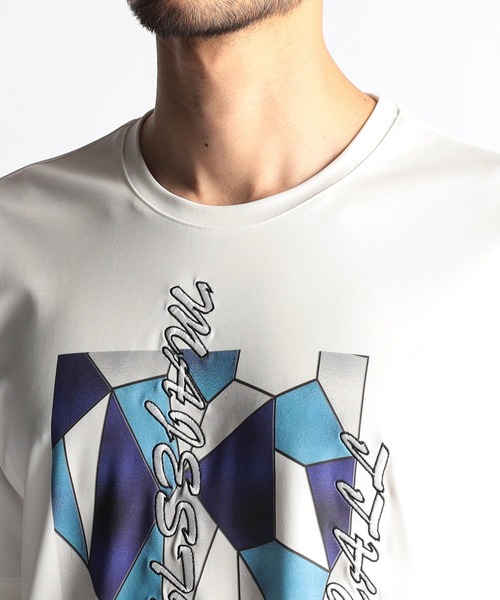 NICOLE CLUB FOR MEN(ニコルクラブフォーメン)の「ステンドグラスプリント・ロゴ刺繍半袖Tシャツ(Tシャツ/カットソー・メンズ・ブラック/オフホワイト/ミント/グレー系・MEDIUM/LARGE/X-LARGE)」の11枚目の写真