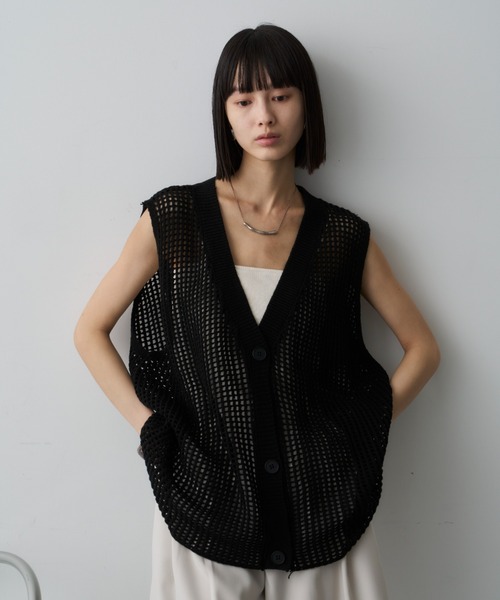 ◾️®︎ページ◾️ オーバーサイジング透かし編みニットベスト（ベスト）｜DFFUR