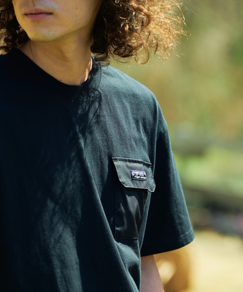 ragged mountain(ラギットマウンテン)の「【RAGGED MOUNTAIN:ラギットマウンテン】布帛ポケット付 Tシャツ 半袖 オーバーサイズ(Tシャツ/カットソー・メンズ・ホワイト/ブラック/グレイッシュブルー/パープル/ベージュ・MEDIUM/LARGE/X-LARGE)」の2枚目の写真