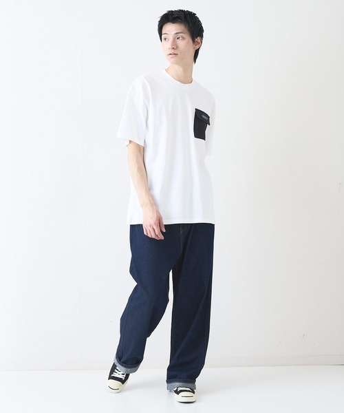 ragged mountain(ラギットマウンテン)の「【RAGGED MOUNTAIN:ラギットマウンテン】布帛ポケット付 Tシャツ 半袖 オーバーサイズ(Tシャツ/カットソー・メンズ・ホワイト/ブラック/グレイッシュブルー/パープル/ベージュ・MEDIUM/LARGE/X-LARGE)」の6枚目の写真