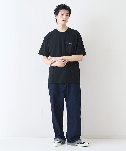 ragged mountain(ラギットマウンテン)の「【RAGGED MOUNTAIN:ラギットマウンテン】布帛ポケット付 Tシャツ 半袖 オーバーサイズ(Tシャツ/カットソー・メンズ・ホワイト/ブラック/グレイッシュブルー/パープル/ベージュ・MEDIUM/LARGE/X-LARGE)」の11枚目の写真