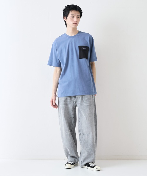 ragged mountain(ラギットマウンテン)の「【RAGGED MOUNTAIN:ラギットマウンテン】布帛ポケット付 Tシャツ 半袖 オーバーサイズ(Tシャツ/カットソー・メンズ・ホワイト/ブラック/グレイッシュブルー/パープル/ベージュ・MEDIUM/LARGE/X-LARGE)」の18枚目の写真