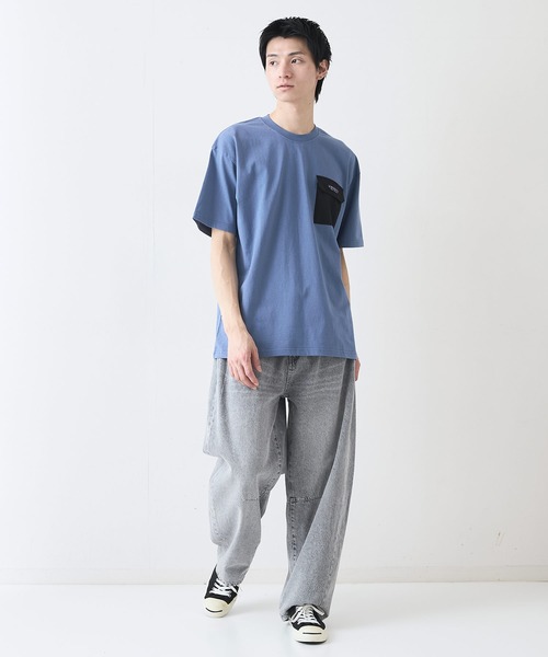 ragged mountain(ラギットマウンテン)の「【RAGGED MOUNTAIN:ラギットマウンテン】布帛ポケット付 Tシャツ 半袖 オーバーサイズ(Tシャツ/カットソー・メンズ・ホワイト/ブラック/グレイッシュブルー/パープル/ベージュ・MEDIUM/LARGE/X-LARGE)」の19枚目の写真