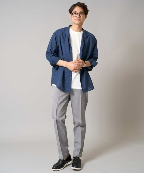 a.v.v（アーヴェヴェ）の「【洗濯機で洗える/ストレッチ】メランジストレッチイージースラックス（その他パンツ・メンズ・グレー/ネイビー・48/50/46）」の4枚目の写真