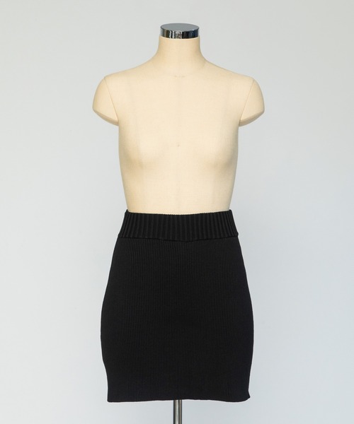 WCJ(ダブルシージェイ)の「インナー付きリブニットスカート(スカート・レディース・ブラック・FREE)」の2枚目の写真