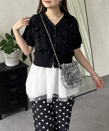 prose verse | 半袖チュールフリルカーディガン(カーディガン/ボレロ)