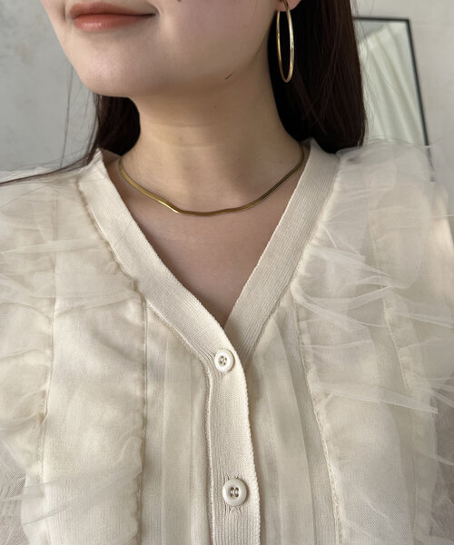 prose verse（プロズヴェール）の「半袖チュールフリルカーディガン（カーディガン/ボレロ・レディース・アイボリー/ブラック・MEDIUM/LARGE）」の21枚目の写真