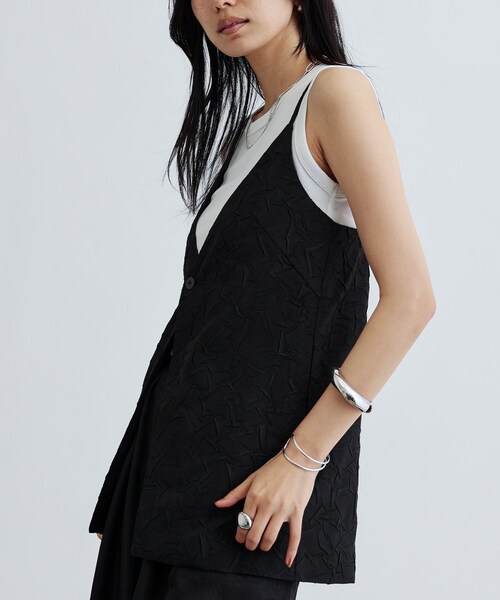 GALLEST（ギャレスト）の「キャミソールジレ（ベスト・レディース・ブラック/ホワイト・38）」の6枚目の写真