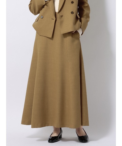 SUIT SQUARE（スーツスクエア）の「ロングフレアスカート ウォッシャブル ストレッチ フルーフィエステル 織柄（スカート・レディース・ベージュ系/ブラウン系・38(9号)/40(11号)）」の12枚目の写真