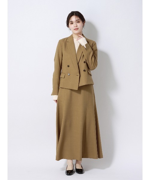SUIT SQUARE（スーツスクエア）の「ロングフレアスカート ウォッシャブル ストレッチ フルーフィエステル 織柄（スカート・レディース・ベージュ系/ブラウン系・38(9号)/40(11号)）」の18枚目の写真
