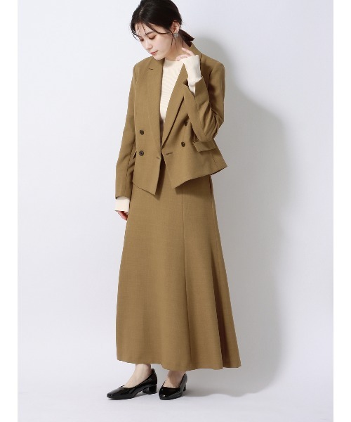 SUIT SQUARE（スーツスクエア）の「ロングフレアスカート ウォッシャブル ストレッチ フルーフィエステル 織柄（スカート・レディース・ベージュ系/ブラウン系・38(9号)/40(11号)）」の19枚目の写真
