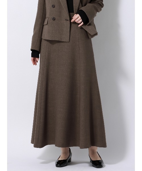 SUIT SQUARE（スーツスクエア）の「ロングフレアスカート ウォッシャブル ストレッチ フルーフィエステル 織柄（スカート・レディース・ベージュ系/ブラウン系・38(9号)/40(11号)）」の3枚目の写真