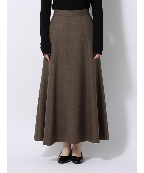 SUIT SQUARE（スーツスクエア）の「ロングフレアスカート ウォッシャブル ストレッチ フルーフィエステル 織柄（スカート・レディース・ベージュ系/ブラウン系・38(9号)/40(11号)）」の4枚目の写真