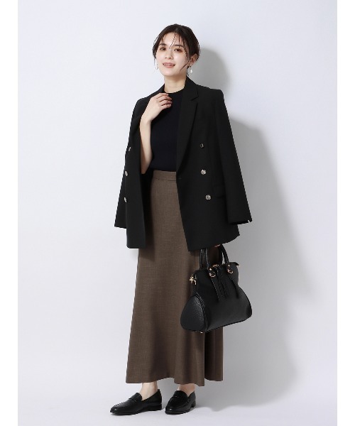 SUIT SQUARE（スーツスクエア）の「ロングフレアスカート ウォッシャブル ストレッチ フルーフィエステル 織柄（スカート・レディース・ベージュ系/ブラウン系・38(9号)/40(11号)）」の10枚目の写真