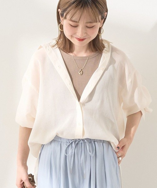 AMERICAN HOLIC(アメリカンホリック)の「シアーボイルレギュラーシャツ(シャツ/ブラウス・レディース・チャコールグレー/アイボリー/ピンクベージュ/その他6/チェック・L/M)」の2枚目の写真