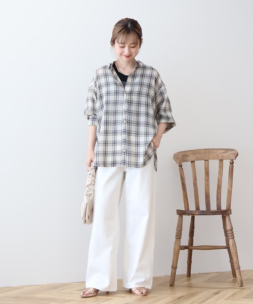 AMERICAN HOLIC(アメリカンホリック)の「シアーボイルレギュラーシャツ(シャツ/ブラウス・レディース・チャコールグレー/アイボリー/ピンクベージュ/その他6/チェック・L/M)」の21枚目の写真