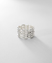 シルバー トリプルPCチェーンモチーフリング