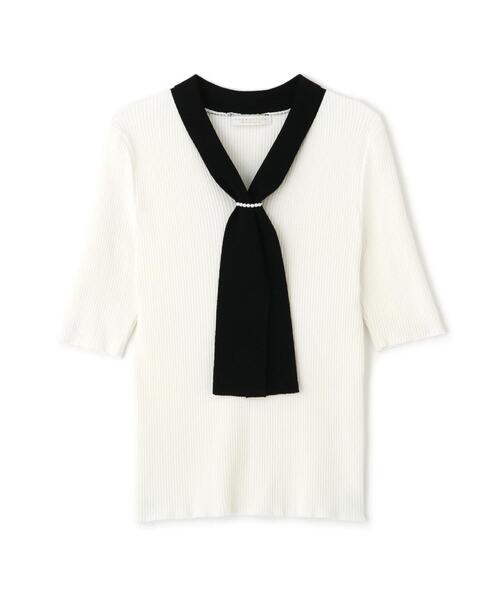 PROPORTION BODY DRESSING（プロポーションボディドレッシング）の「パール付きボウタイニット / 1215170512（ニット/セーター・レディース・ピンク/ネイビー/ホワイト・SMALL/MEDIUM）」の4枚目の写真