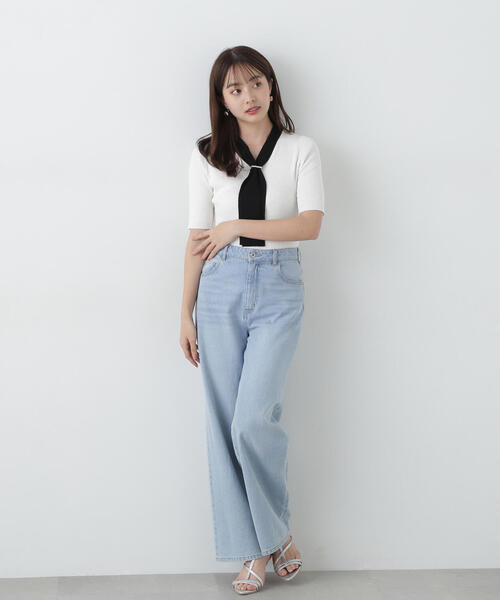 PROPORTION BODY DRESSING（プロポーションボディドレッシング）の「パール付きボウタイニット / 1215170512（ニット/セーター・レディース・ピンク/ネイビー/ホワイト・SMALL/MEDIUM）」の7枚目の写真