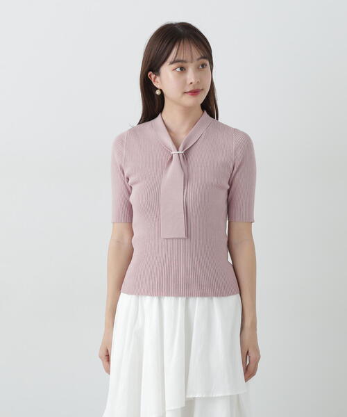 PROPORTION BODY DRESSING（プロポーションボディドレッシング）の「パール付きボウタイニット / 1215170512（ニット/セーター・レディース・ピンク/ネイビー/ホワイト・SMALL/MEDIUM）」の14枚目の写真