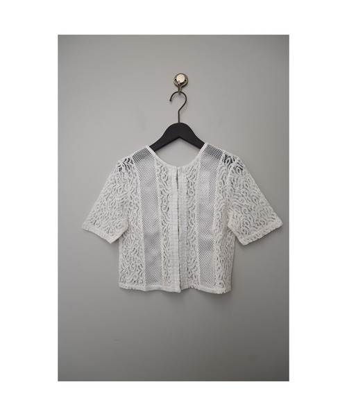 r.（アールドット）の「レース×メッシュ　トップス（Tシャツ/カットソー・レディース・ブラック/ホワイト・フリー）」の21枚目の写真