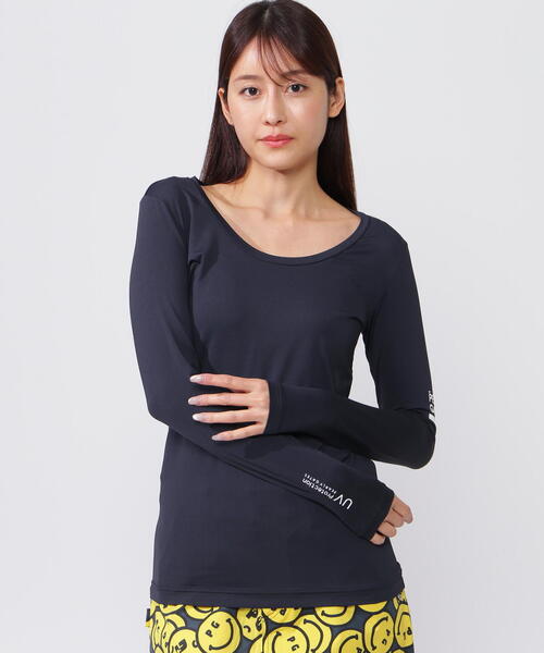 PEARLY GATES（パーリーゲイツ）の「【PEARLY GATES】【PG BODY】N/ベア天竺リップ長袖Uネックカットソー (LADIES)（Tシャツ/カットソー・レディース・ホワイト/ネイビー・SMALL/MEDIUM/LARGE）」の2枚目の写真