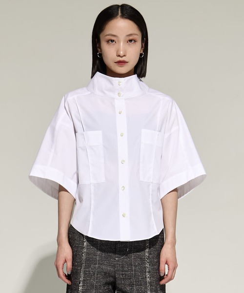 STUDIOUS(ステュディオス)の「【STUDIOUS/ステュディオス】2way Collar Cotton Shirt/コットンシャツ(シャツ/ブラウス・レディース・ブラック/サックスブルー/ホワイト・FREE)」の18枚目の写真