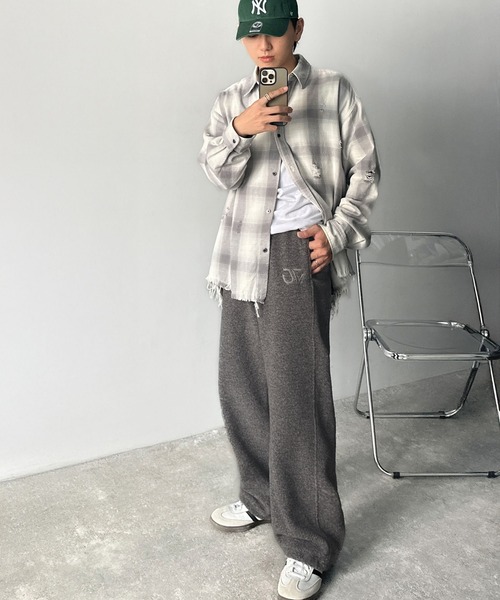 Java（ジャバ）の「《JaVaジャバコラボ》ぬくぬく暖か。裾ドロストロゴ刺繍ミックスフリースパンツ（スウェットパンツ・メンズ・グレー/ベージュ/ブラウン・MEDIUM/SMALL/X-LARGE/LARGE）」の8枚目の写真