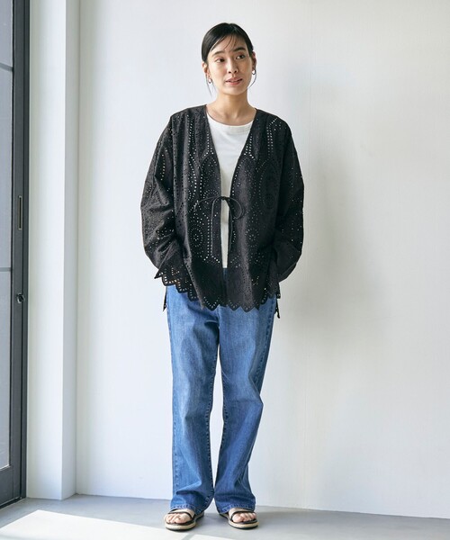 RONEL(ロネル)の「レースブラウスカーディガン(シャツ/ブラウス・レディース・ホワイト/ブラック・M/S)」の3枚目の写真