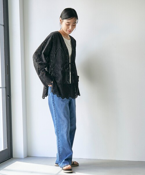 RONEL(ロネル)の「レースブラウスカーディガン(シャツ/ブラウス・レディース・ホワイト/ブラック・M/S)」の6枚目の写真