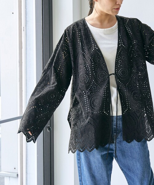 RONEL(ロネル)の「レースブラウスカーディガン(シャツ/ブラウス・レディース・ホワイト/ブラック・M/S)」の8枚目の写真