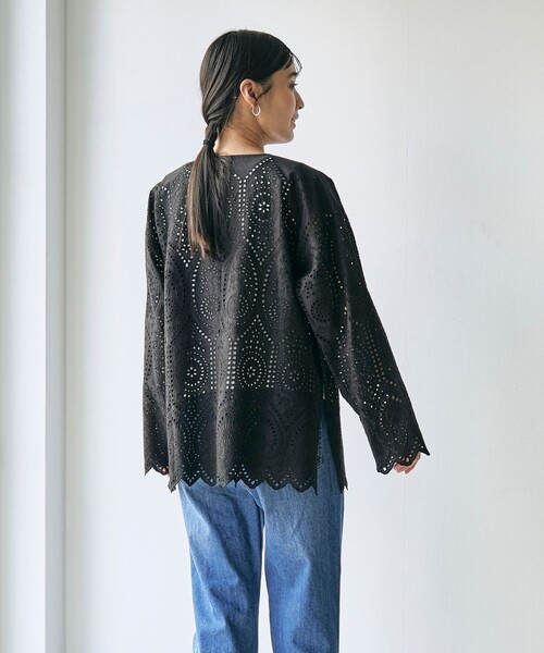 RONEL(ロネル)の「レースブラウスカーディガン(シャツ/ブラウス・レディース・ホワイト/ブラック・M/S)」の9枚目の写真