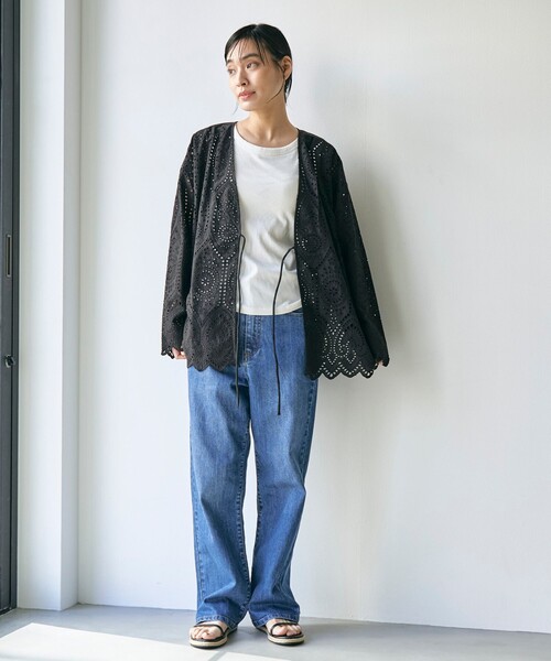 RONEL(ロネル)の「レースブラウスカーディガン(シャツ/ブラウス・レディース・ホワイト/ブラック・M/S)」の10枚目の写真