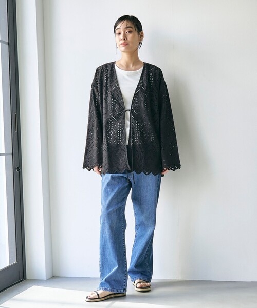 RONEL(ロネル)の「レースブラウスカーディガン(シャツ/ブラウス・レディース・ホワイト/ブラック・M/S)」の11枚目の写真