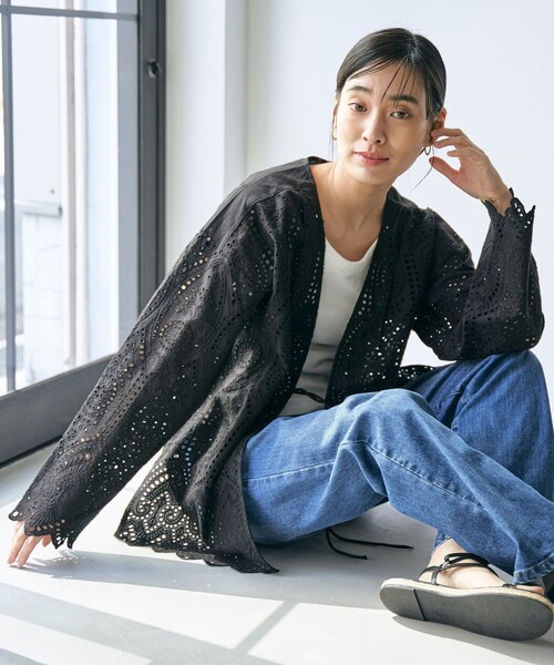 RONEL(ロネル)の「レースブラウスカーディガン(シャツ/ブラウス・レディース・ホワイト/ブラック・M/S)」の12枚目の写真
