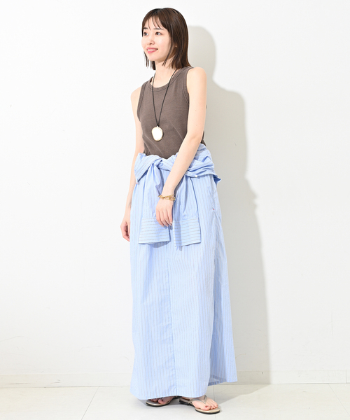 SLOBE IENA（スローブイエナ）の「コットンテレコアメスリ（タンクトップ・レディース・ホワイト/ブラウン/カーキ/スカイブルー・FREE）」の20枚目の写真