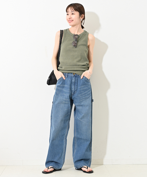 SLOBE IENA（スローブイエナ）の「コットンテレコアメスリ（タンクトップ・レディース・ホワイト/ブラウン/カーキ/スカイブルー・FREE）」の12枚目の写真