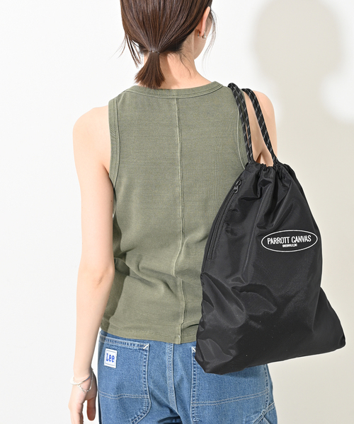 SLOBE IENA（スローブイエナ）の「コットンテレコアメスリ（タンクトップ・レディース・ホワイト/ブラウン/カーキ/スカイブルー・FREE）」の6枚目の写真