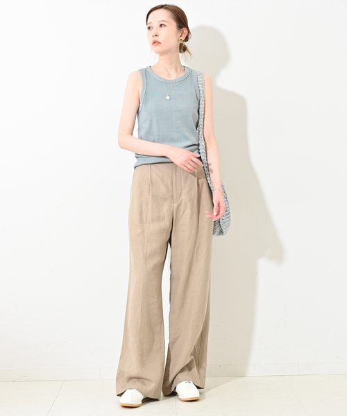 SLOBE IENA（スローブイエナ）の「コットンテレコアメスリ（タンクトップ・レディース・ホワイト/ブラウン/カーキ/スカイブルー・FREE）」の5枚目の写真