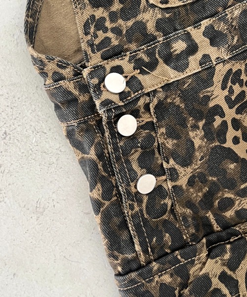 セール】レオパードオーバーシルエットオーバーオール（サロペット