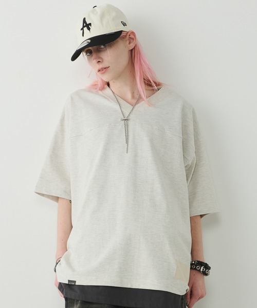 AIVER(アイバー)の「AIVER 30/2ウォッシュ天竺フットボールS/S TEE(Tシャツ/カットソー・メンズ・ホワイト/ナチュラル/ブラック・SMALL/MEDIUM/LARGE)」の3枚目の写真