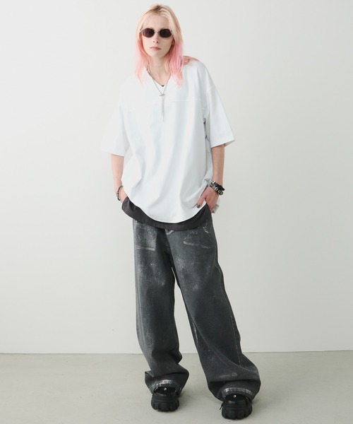 AIVER(アイバー)の「AIVER 30/2ウォッシュ天竺フットボールS/S TEE(Tシャツ/カットソー・メンズ・ホワイト/ナチュラル/ブラック・SMALL/MEDIUM/LARGE)」の5枚目の写真