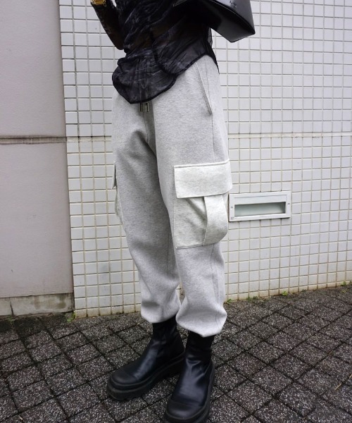 Ameri（アメリ）の「DENIM SWEAT DOCKING WIDE PANTS