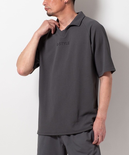BAYBLO(ベイブロ)の「(SA) ドライ ジャガード 襟付き 半袖 Tシャツ(Tシャツ/カットソー・メンズ・ブラック/ホワイト/チャコールグレー/ネイビー・M/L/LL)」の21枚目の写真