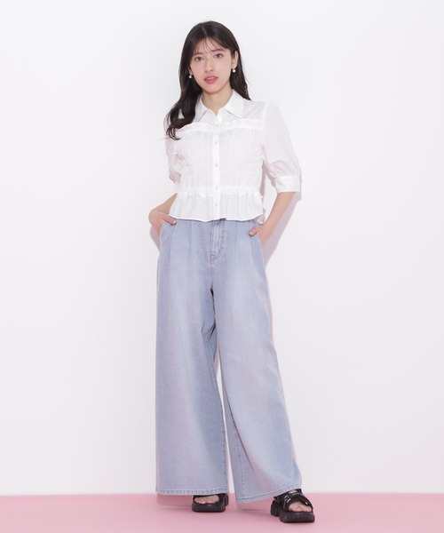JILL by JILL STUART(ジルバイジルスチュアート)の「◇ビスチェ風シャーリングブラウス(シャツ/ブラウス・レディース・ホワイト/ピンク・FREE)」の19枚目の写真