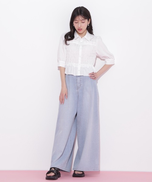 JILL by JILL STUART(ジルバイジルスチュアート)の「◇ビスチェ風シャーリングブラウス(シャツ/ブラウス・レディース・ホワイト/ピンク・FREE)」の18枚目の写真