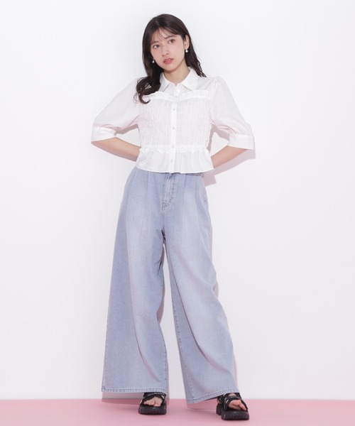 JILL by JILL STUART(ジルバイジルスチュアート)の「◇ビスチェ風シャーリングブラウス(シャツ/ブラウス・レディース・ホワイト/ピンク・FREE)」の17枚目の写真