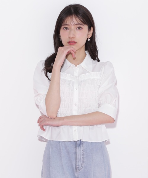 JILL by JILL STUART(ジルバイジルスチュアート)の「◇ビスチェ風シャーリングブラウス(シャツ/ブラウス・レディース・ホワイト/ピンク・FREE)」の20枚目の写真
